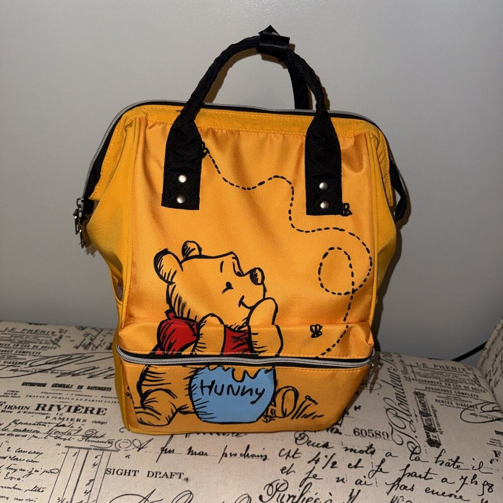 Winnie The Pooh Yellow Backpack /School /Diaper Bag Bear Blue Honey Pot Kids